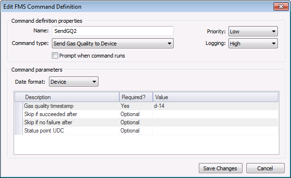 Edit FMS Command Definition